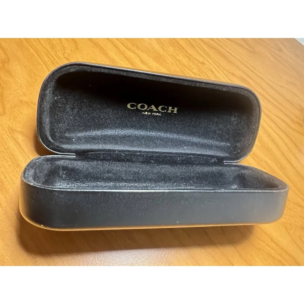 Coach Eyeglass Case Womens OS Black Good Hard Shell Clamshell Logo Embossed